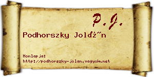 Podhorszky Jolán névjegykártya