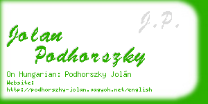 jolan podhorszky business card
